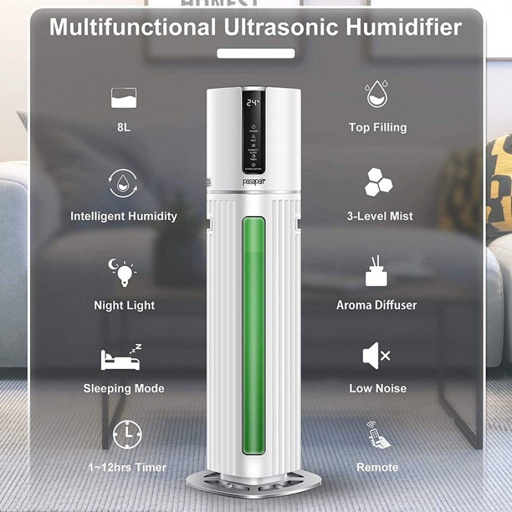 Pasapair 8L Top Fill Humidifier， Remote Control