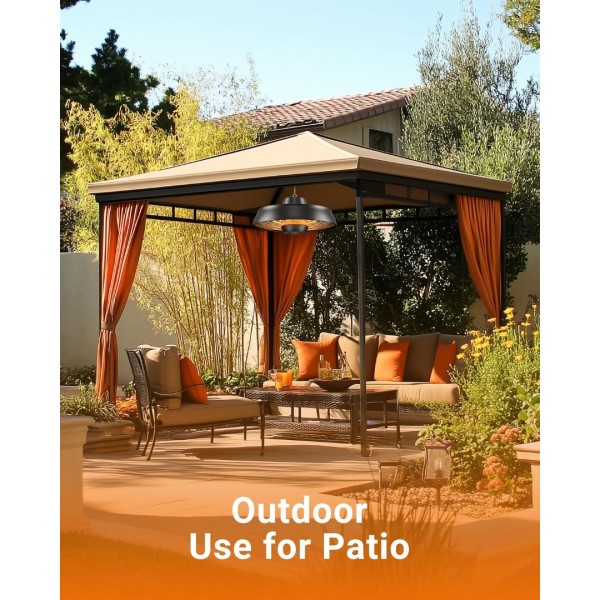 PASAPAIR 1500W IP24 Carbon Infrared Hanging Patio Heater, Outdoor Warmth