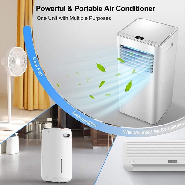 Pasapair Portable Air Conditioner/Air Cooler 10000 BTU with Dehumidifier&Fan Mode/Quiet AC unit Cools Rooms to 400 sq.ft,with Remote Control,LED Panel/Timer/Window Mount Exhaust Kit for Home Office