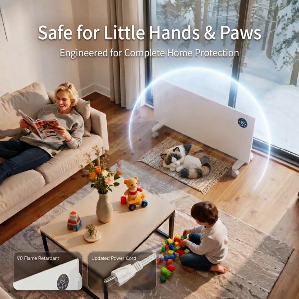 Pasapair 1500W Convection Panel Heater, Remote, WiFi App & Alexa Control